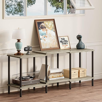 TV Stand, Entertainment Center, Industrial TV Media Console Table with Open Storage Shelves, 2 Tier TV Cabinet for Living Room, Bedroom LTS107Q