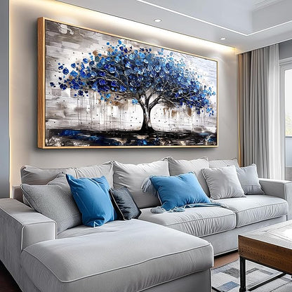 hyidecorart Canvas Wall Art For Office Abstract Wall Decoration For Living Room Bedroom Decor Tree Panoramic Landscape Painting Wood Framed Prints Textured Pictures Artwork Large Modern Hotel Decor
