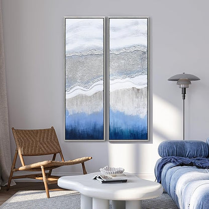 Empire Art Direct Abstract Wall Art Textured Hand Painted Canvas by Martin Edwards, Diptych, 60" x 20" each, Sand Art