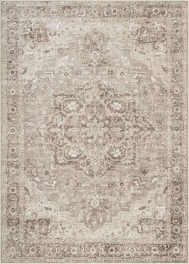 Bloom Rugs Washable Non-Slip 3' x 5' Rug - Beige/Gray Traditional Area Rug for Living Room, Bedroom, Dining Room, and Kitchen - Exact Size: 3' x 5'