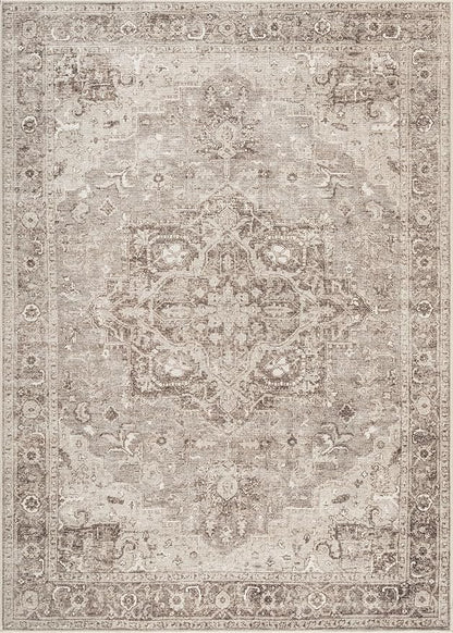 Bloom Rugs Washable Non-Slip 3' x 5' Rug - Beige/Gray Traditional Area Rug for Living Room, Bedroom, Dining Room, and Kitchen - Exact Size: 3' x 5'