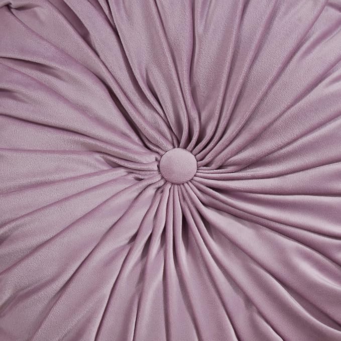 SARO LIFESTYLE Round Velvet Pintucked Poly Filled Throw Pillow (Set of 2)