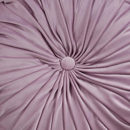 SARO LIFESTYLE Round Velvet Pintucked Poly Filled Throw Pillow (Set of 2)
