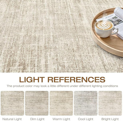 12x15 Area Rug Living Room: Washable Large Neutral Beige Rugs Abstract Soft Modern Stain Resistant Indoor Floor Non-Slip Carpet for Bedroom Nursery Kids Office Playroom Dining Room Under Table Home
