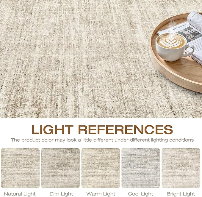 5x7 Area Rugs Living Room: Washable Large Neutral Beige Rug Abstract Soft Modern Stain Resistant Indoor Floor Non-Slip Carpet for Bedroom Nursery Kids Office Playroom Dining Room Under Table Home