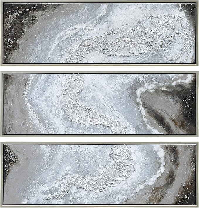Empire Art Direct Abstract Wall Art Textured Hand Painted Canvas by Martin Edwards, Triptych, 60" x 20" each, Iced