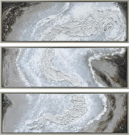 Empire Art Direct Abstract Wall Art Textured Hand Painted Canvas by Martin Edwards, Triptych, 60" x 20" each, Iced