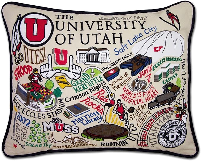 Catstudio University of Utah Collegiate Embroidered Decorative Throw Pillow