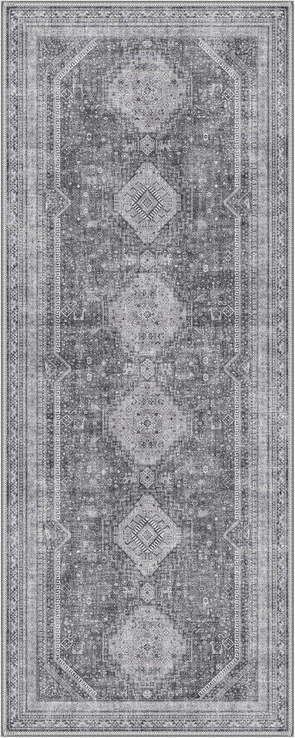 GENIMO Runner Rug 2x5 Non Slip Machine Washable Hallway Runner Rug, Low Pile Lightweight Rugs for Entryway, Hallway, Kitchen and Corridor, Vintage Grey