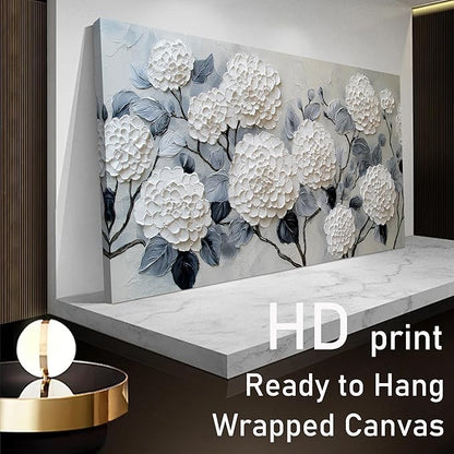 Trogonup White Floral Canvas Wall Art for Bedroom Large Botanical Landscape Modern Artwork for Living Room Kitchen Office Canvas Prints 20x40 Inch