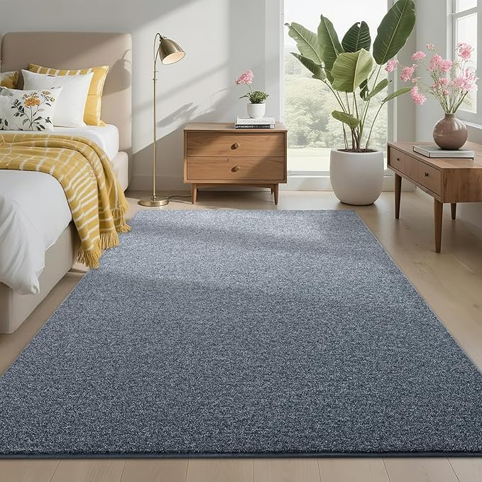 4x6 Area Rugs for Bedroom Living Room, Blue Soft Low-Pile Modern Indoor Thickened Memory Foam Non-Slip Washable Carpets for Kids Dorm Home Decor Rug