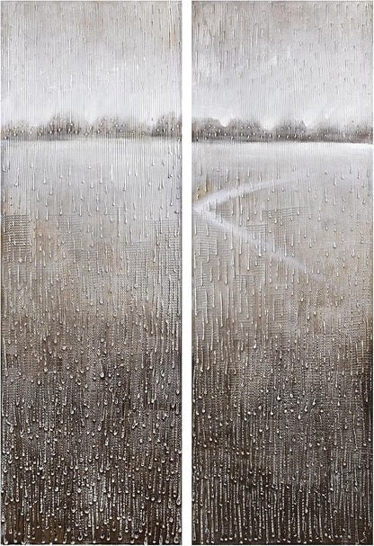 Empire Art Direct Abstract Wall Art Textured Hand Painted Canvas by Martin Edwards, Diptych, 60" x 20" each, Listlessness