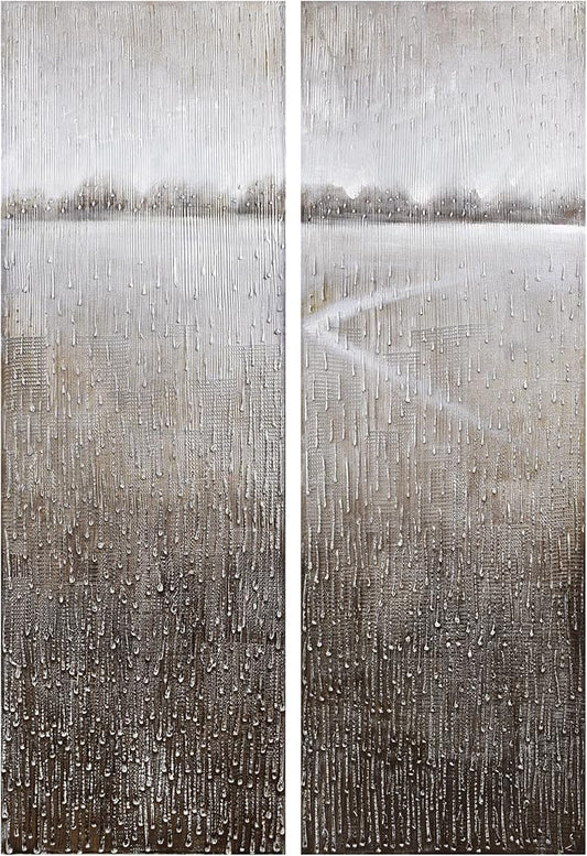 Empire Art Direct Abstract Wall Art Textured Hand Painted Canvas by Martin Edwards, Diptych, 60" x 20" each, Listlessness