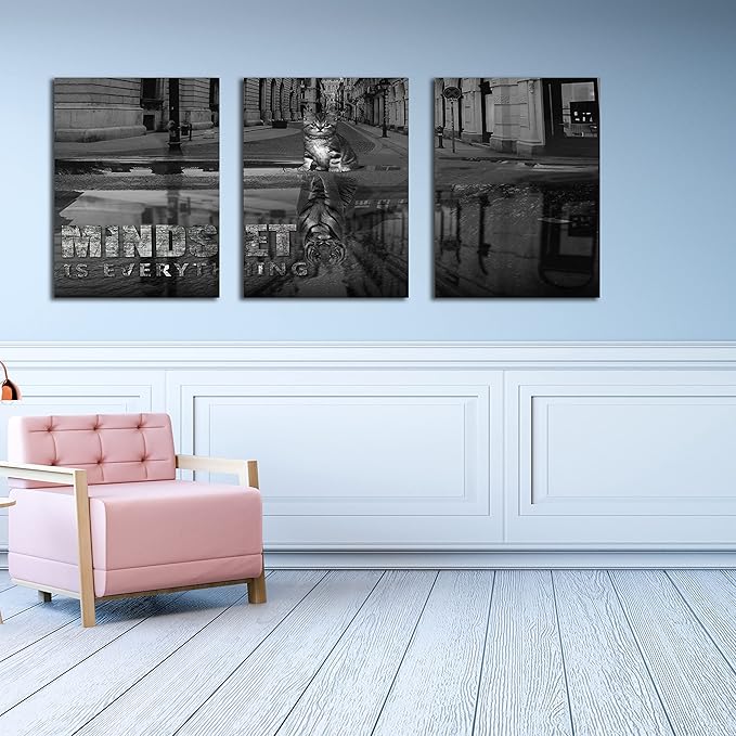 3 Panels Motivational Canvas Wall Art Inspirational Wall Art Entrepreneur Quotes Poster Print Artwork Painting Picture for Framed Home Decoration Living Room office bedroom 48" W x 24" H