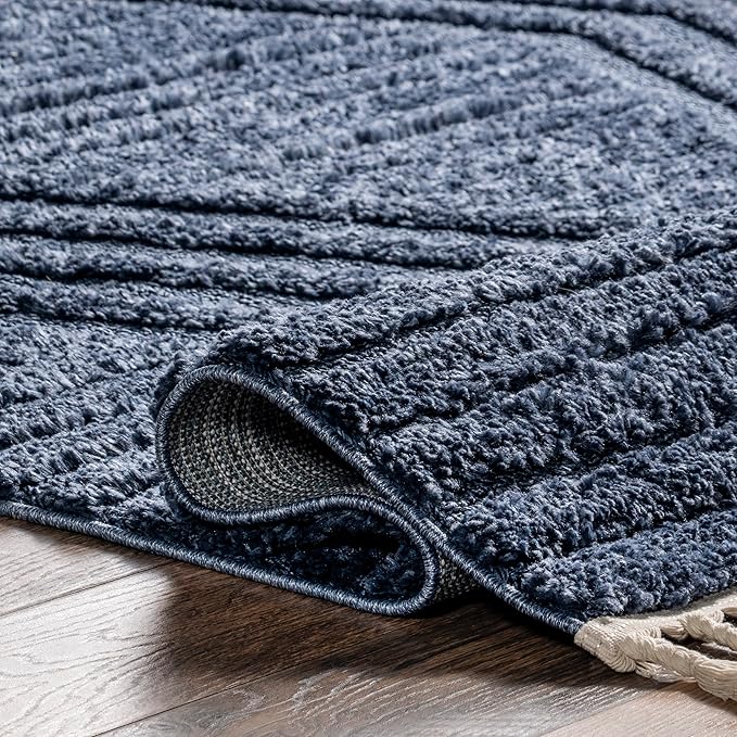 Nuloom Risette Blue, 2'7" x 8', Geometric, Soft and Textured, High Traffic, Stain Resistant, Easy Clean, Durable Runner for Bedroom, Living Room, Dining Space, Den, Foyer, Entryway