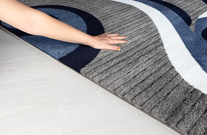 GLORY RUGS Modern Area Rug Swirls Carpet Bedroom Living Room Contemporary Dining Accent Sevilla Collection 4817A (Navy, 5x7)