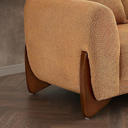 Morden Fort 3 Piece Boucle Sofa Set, Modern Upholstered Couches Sofas Set Durable Comfy Boucle Pet-Friendly, 2 Armchairs & 3-Seater Sofa Sets for Living Room Bedroom Apartment, Toffee Orange