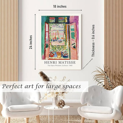 Induslyfe Large Framed Retro Vintage Wall Art Canvas Decor Set of 3, Matisse Prints Poster Modern Art, Sage Green Aesthetic Floral Botanical for Bedroom Living Room Bathroom 18x24