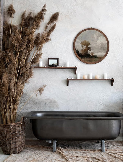 Nature Wilderness Scenery Hanging Wall Decor, Rustic Wilderness Vintage Round Wooden Wall Art, Landscape Vintage Western Boho Decorations for Apartment Home Living Room Bedroom Bathroom Office, 11