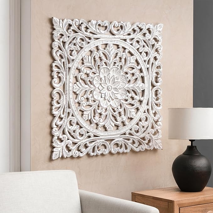 JFY Designs Wall Medallion - Wooden Wall Decor, Hand Carved & Embossed Decorative Wall Sculpture, Boho Farmhouse Wall Art, Perfect for Home, Office or any Living Space