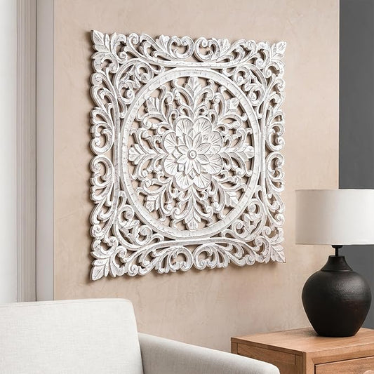 JFY Designs Wall Medallion - Wooden Wall Decor, Hand Carved & Embossed Decorative Wall Sculpture, Boho Farmhouse Wall Art, Perfect for Home, Office or any Living Space