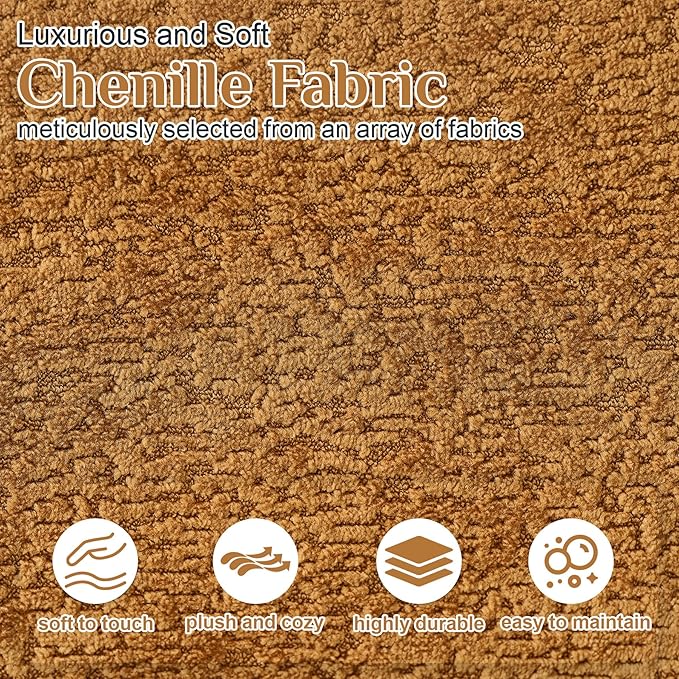 68.5" Loveseat Sofa for Living Room, Modern Luxury Plush Chenille Extra Deep Seat Curved Cloud Floor Couch with 3 Throw Pillows for Small Spaces, No Assembly Needed, Orange
