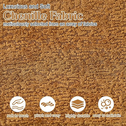 68.5" Loveseat Sofa for Living Room, Modern Luxury Plush Chenille Extra Deep Seat Curved Cloud Floor Couch with 3 Throw Pillows for Small Spaces, No Assembly Needed, Orange