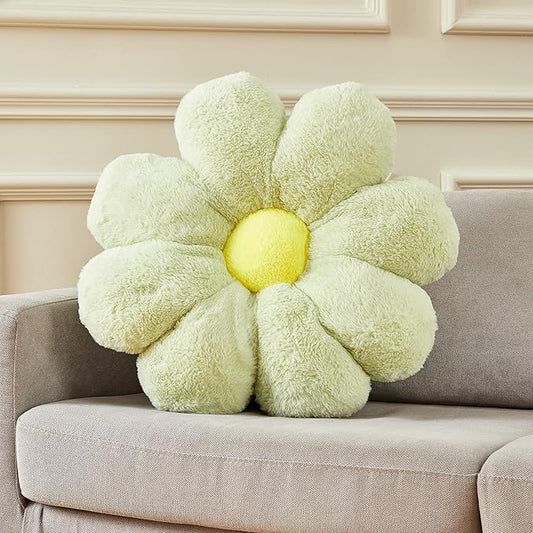 Large 20" Flower Pillow Floor Pillow Seat Cushion – Faux Rabbit Fur Plush Throw Pillow, Cozy Floor Cushion & Gift for Kids Adults