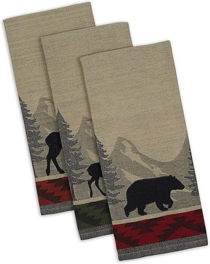 DII Woodlands Collection Dishtowel Set, 18x28, in The Woods, 3 Piece