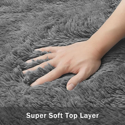 8x10 Area Rug for Living Room:Ultra Soft Fluffy Shag Dark Grey Rugs,Large Fuzzy Plush Indoor Non Slip Carpet Washable Rug for Bedroom Kids Nursery Office Dorm Modern Decor(Dark Grey 8'x10')