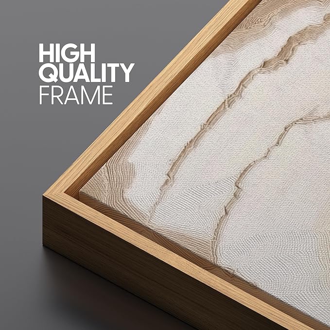 SIGNLEADER Framed Canvas Print Wall Art Set Beige Abstract Wave Neutral Illustrations Minimal Decorative Bohemian Nordic for Living Room, Bedroom, Office - 24"x36"x3 NATURAL