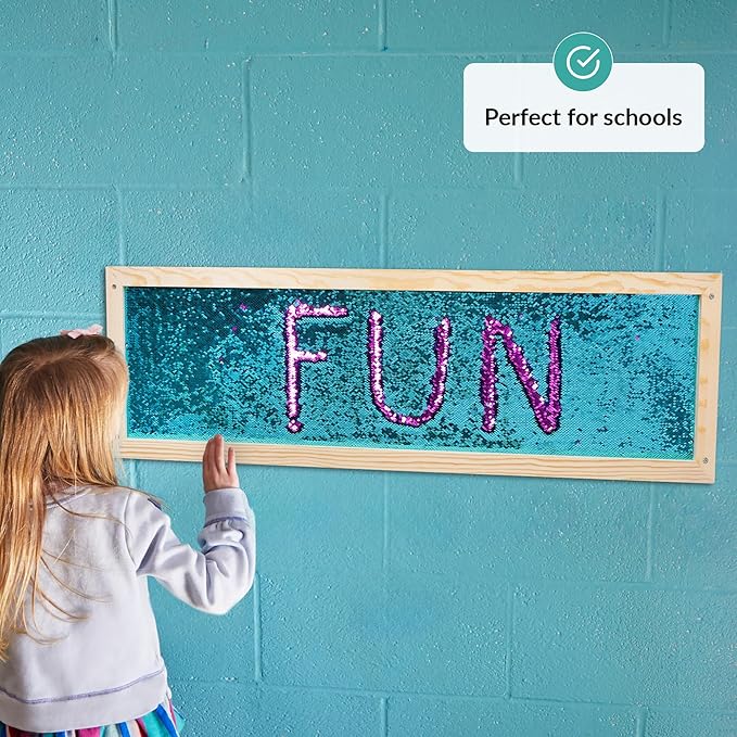 ODOXIA Sequin Sensory Wall Frame | Sensory Wall Sequin Flip Fabric for Kids | Daycare and School And Room Board