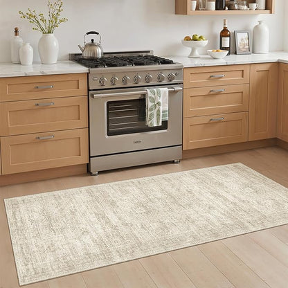 Soalmost Runner Rug 2x5 Washable Non-Slip Kitchen Runner Rugs for Bathroom Laundry Room Beige Vintage Floor Carpet Runners for Hallway Entryway