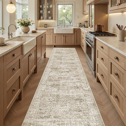 Soalmost Runner Rug 2x7 Washable Non-Slip Hallway Runner Rugs for Kitchen Bathroom Laundry Room Brown Vintage Floor Carpet Runners for Hallways Entryway