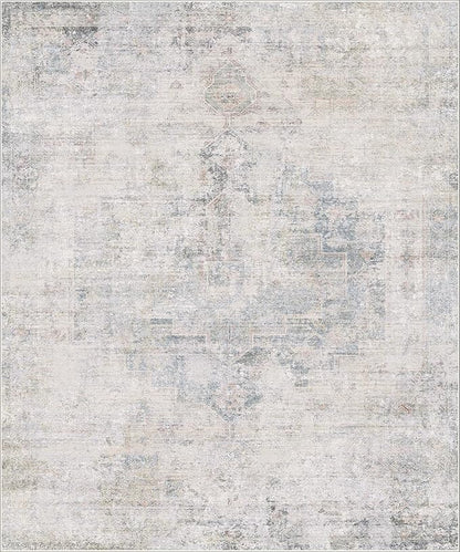 Hazo Haus Modern Living Room Rug - 10x12 Large Area Rug for Dining Room Table, Classroom, Slate Blue Grey, Lightweight, Soft & Foldable