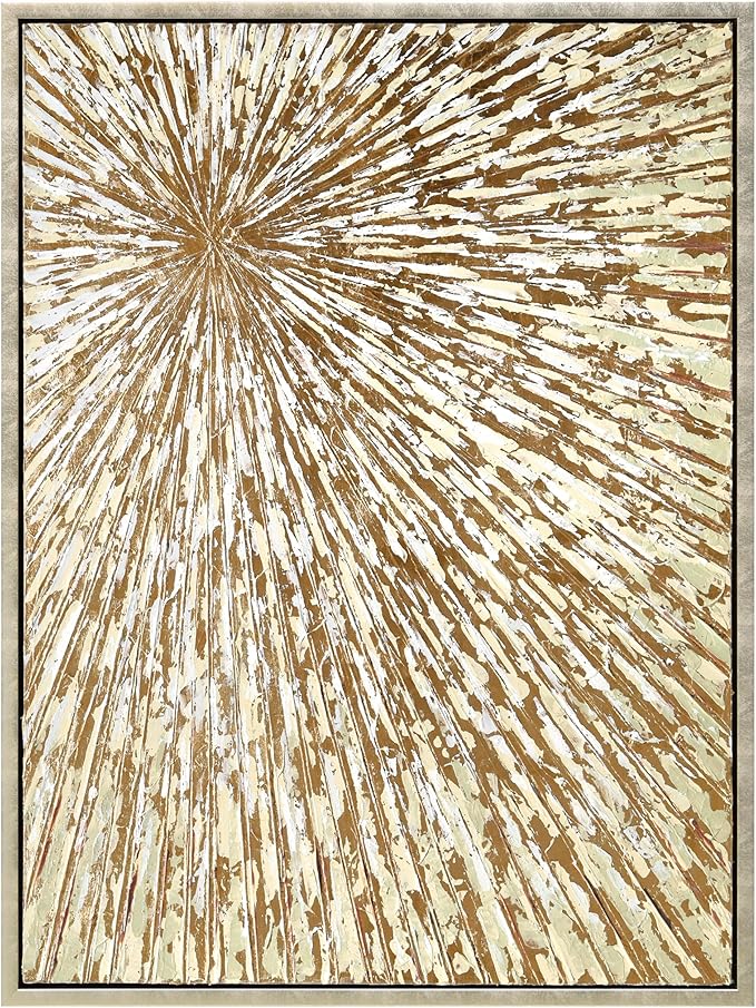 Empire Art Direct Radiant Burst Metallic Hand Painted Framed Canvas Wall Art with Gold Foil, Ready to Hang, Living Room, Bedroom & Office, 30"x40"x1.5"