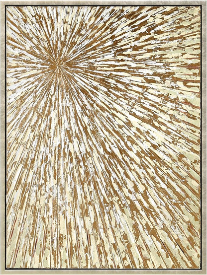 Empire Art Direct Radiant Burst Metallic Hand Painted Framed Canvas Wall Art with Gold Foil, Ready to Hang, Living Room, Bedroom & Office, 30"x40"x1.5"