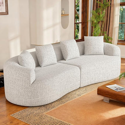 110” Modern Curved Sofa,Oversized Couch for Living Room,Cloud Couch with Boneless Couchs,Modular Sectional Sofa with Deep Seat,No Assembly Required,Beige