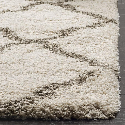 SAFAVIEH Hudson Shag Collection Runner Rug - 2'3" x 16', Ivory & Grey, Moroccan Trellis Design, Non-Shedding & Easy Care, 2-inch Thick Ideal for High Traffic Areas in Living Room, Bedroom (SGH283A)
