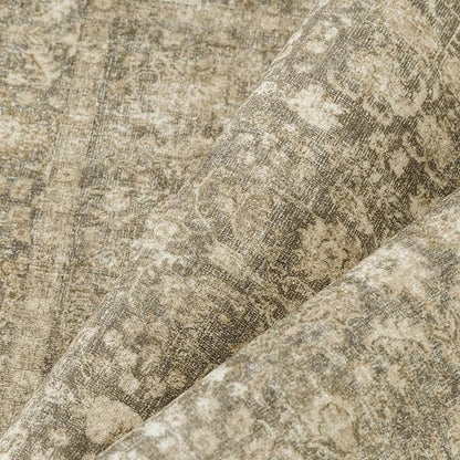 PureCozy Brown Area Rug 6x9 Machine Washable Vintage Living Room Distressed Non Slip Carpet Traditional Indoor Bedroom Retro Floral Accent Throw Large Rug for Office Kitchen Dining Room