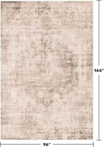 Hazo Haus Farmhouse Area Rugs 8x12 for Living Room - Abstract Medallion Rug for Bedroom, Dining Room Under Table, Washable Non Slip, Fade & Stain Resistance