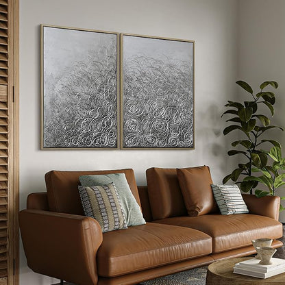 Empire Art Direct Abstract Wall Art Textured Hand Painted Canvas by Martin Edwards, Diptych, 48" x 36" each, Circular Logic