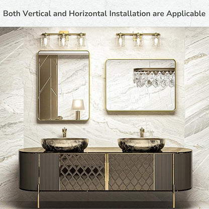 TokeShimi Bathroom Vanity Mirror 48 x 24 Inch Gold Metal Frame Round Corner Rectangular for Home Decor Living Room Entryway (Horizontal/Vertical)