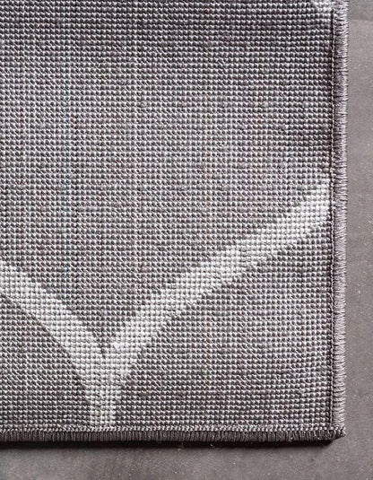 Unique Loom Trellis Frieze Collection Area Rug - Rounded (6' Square, Dark Gray/ Ivory)