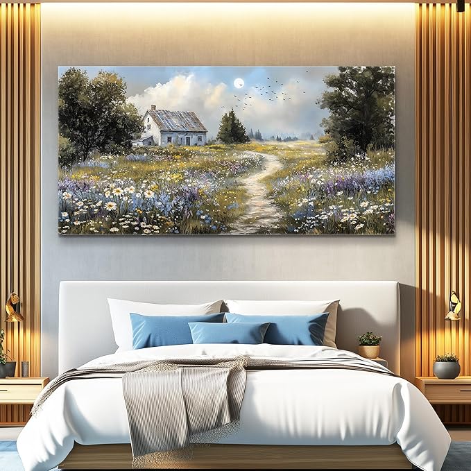 FUHAIHUA Canvas Wall Art For Living Room Wall Decor For Bedroom Office Wall Decoration Countryside Landscape Painting Farmhouse Pictures Artwork Room Aesthetic Home Decor 20x40 In