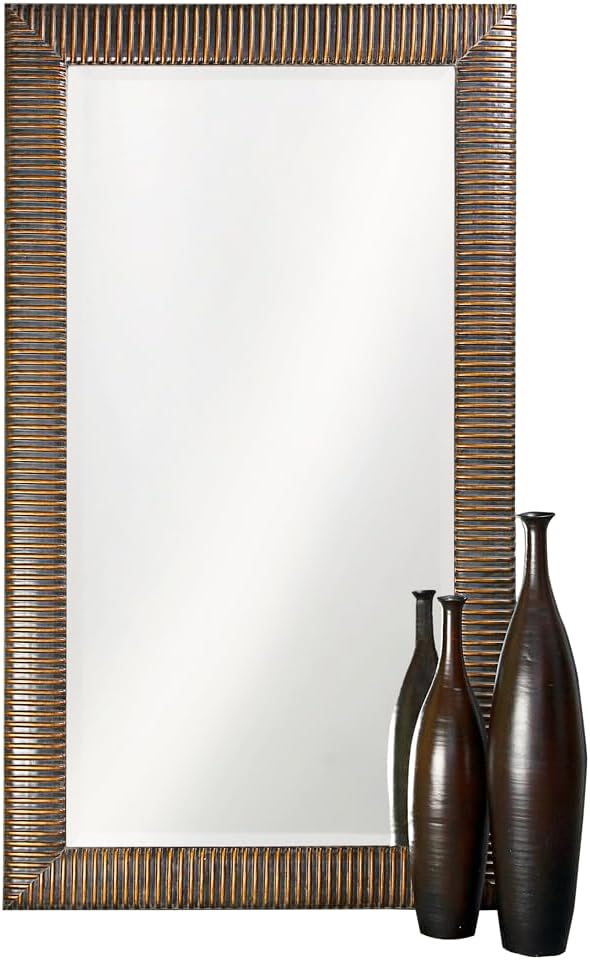 Howard Elliott Collection Alexander Leaning & Standing Full Length Oversized Mirror, Traditional Antique Bronze Wall Mounted Floor Mirror with Wood Frame, for Home, Living Room & Bedroom, 82 x 46 Inch