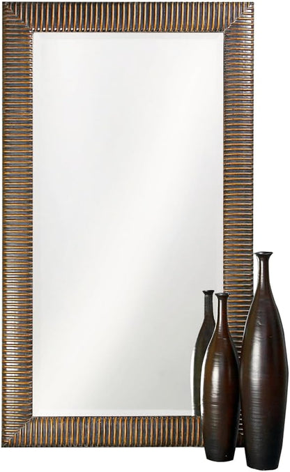 Howard Elliott Collection Alexander Leaning & Standing Full Length Oversized Mirror, Traditional Antique Bronze Wall Mounted Floor Mirror with Wood Frame, for Home, Living Room & Bedroom, 82 x 46 Inch