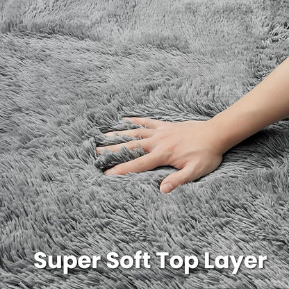 Light Gray Round Fluffy Rug 6ft Plush Fuzzy Shaggy Carpet,Soft Rugs for Living Room for Nursery,Preppy Dorm,Classroom,Playroom,Teen,Baby Home Decor (Light Gray 6"x6")