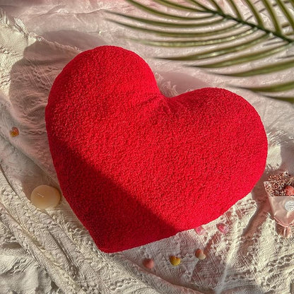 EastTree Heart Pillows, Red Heart Shaped Pillows, Love Throw Pillows, Cute Sherpa Heart Decor, Large Fluffy Pillows, Women Girls Living Bedroom Home Decoration 15x18 Inch