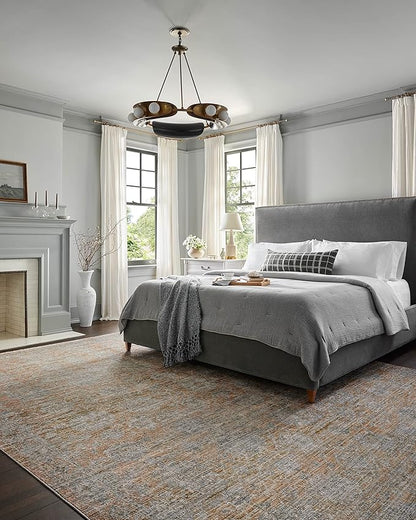 Loloi Jean Stoffer Katherine Collection KES-02 Terracotta/Smoke 2'-7'' x 16'-0'', .25" Pile Height, Runner Rug